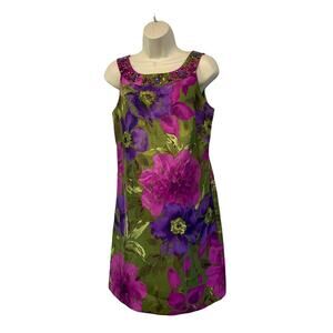 Jessica Howard Womens Embellished Tank Dress Sleeveless Size 8P Dress Beaded